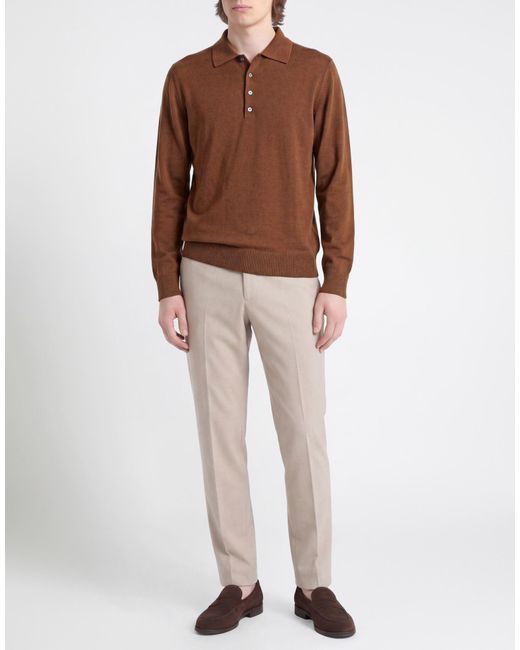 Alpha Studio Brown Polo Shirt Merino Wool for men