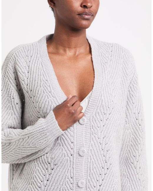 Momoní Gray Light Cardigan Virgin Wool, Metallic Fiber, Polyamide