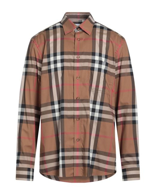 Burberry Brown Shirt Cotton, Elastane for men