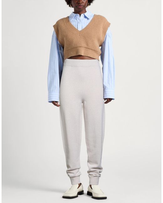 Twinset White Camel Pants Wool, Cashmere, Polyester
