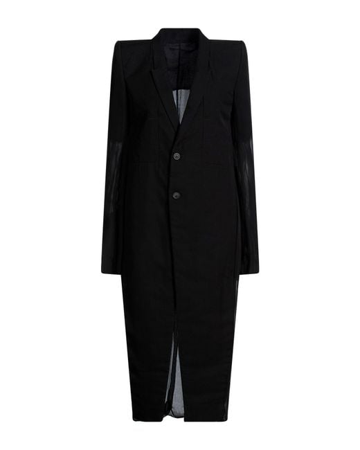 Rick Owens Black Overcoat & Trench Coat