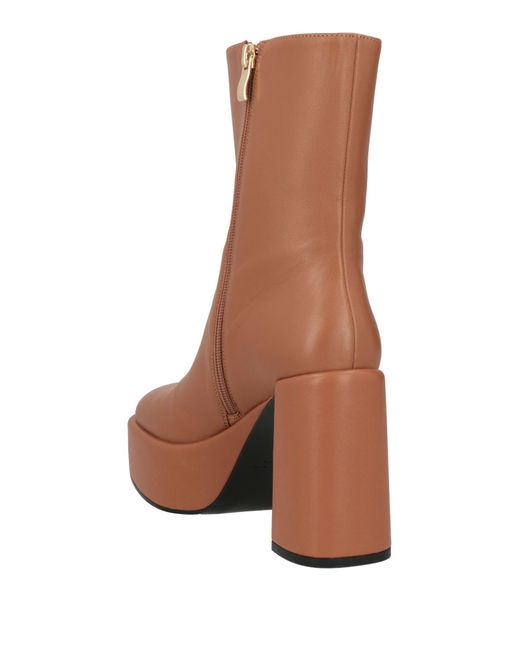 Jeannot Brown Camel Ankle Boots Leather