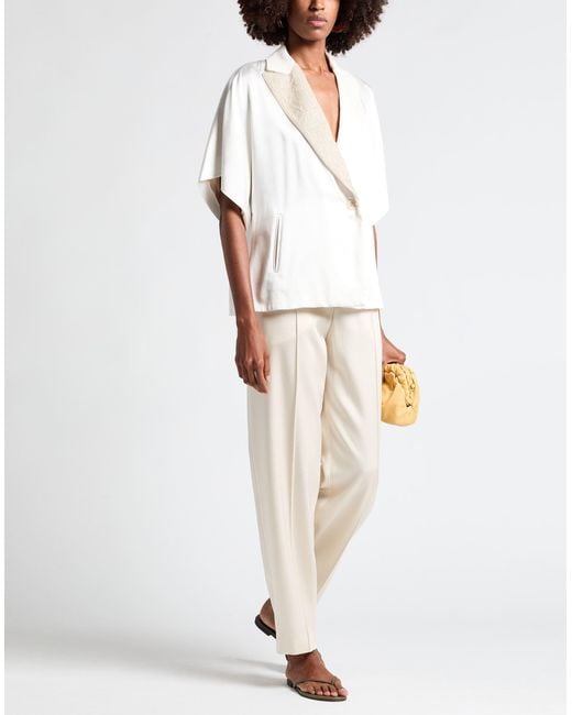 Brunello Cucinelli White Ivory Blazer Acetate, Viscose, Polyester, Cotton, Linen