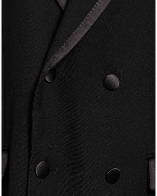 Dolce & Gabbana Black Coat Wool, Silk, Polyamide, Polyester
