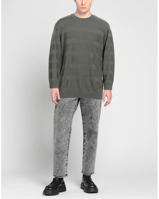 Emporio Armani Gray Military Sweater Virgin Wool, Polyamide, Elastane for men