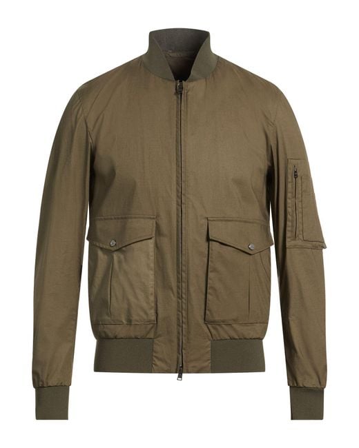 Herno Green Jacket Cotton, Elastane for men