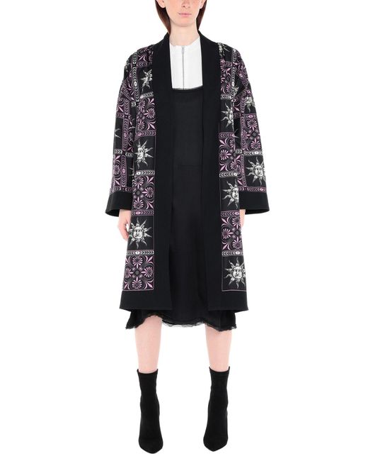 Fausto Puglisi Black Overcoat & Trench Coat Viscose, Acetate, Elastane, Silk