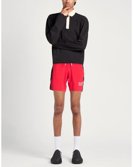 EA7 Red Shorts & Bermuda Shorts Cotton, Polyester, Elastane for men