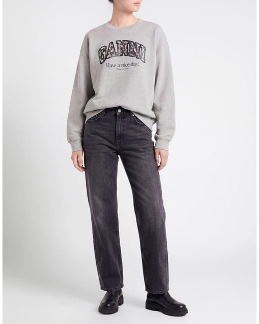 Ganni Gray Sweatshirt Organic Cotton