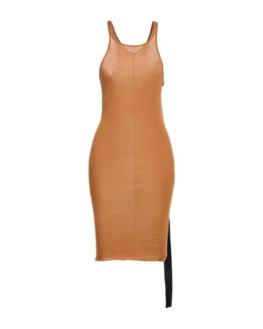 Rick Owens Brown Camel Mini Dress Cotton