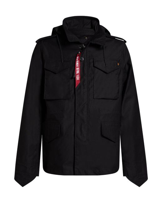 Alpha Industries Black Jacket Cotton, Polyester for men