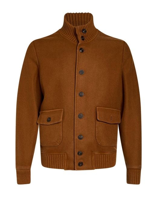 L.b.m. 1911 Brown Mustard Jacket Virgin Wool, Nylon for men
