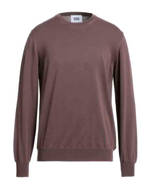 Alpha Studio Brown Sweater Cotton for men