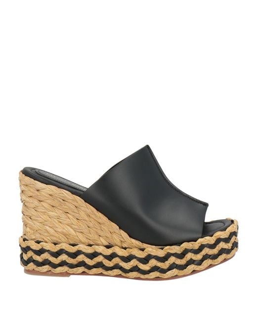 Paloma Barceló Black Sandals Cow Leather, Natural Raffia