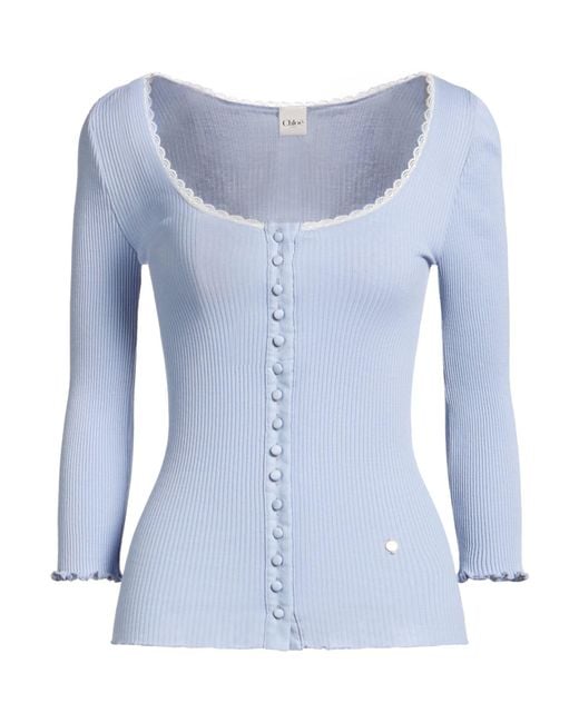 Chloé Blue Cardigan Cotton, Polyamide, Elastane