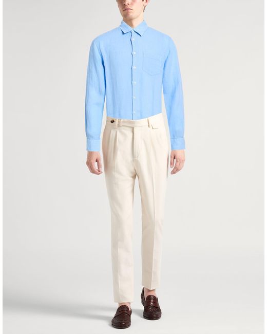 120% Lino Blue Shirt Linen for men