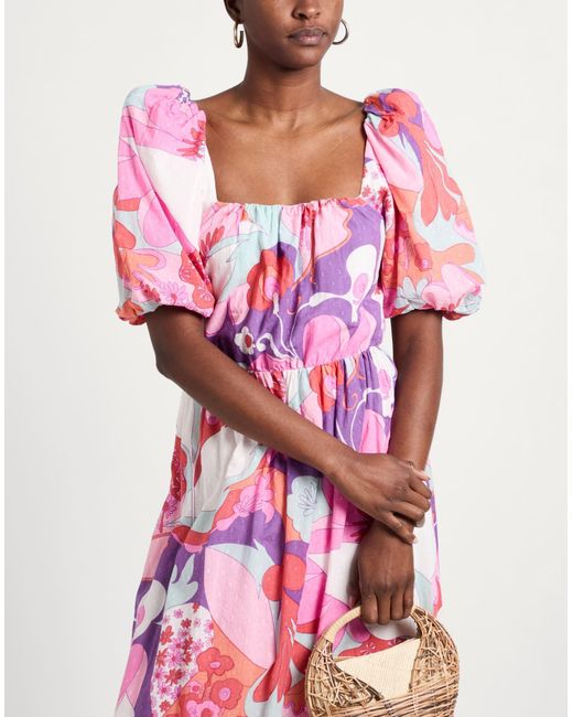 Antik Batik Pink Midi-Kleid