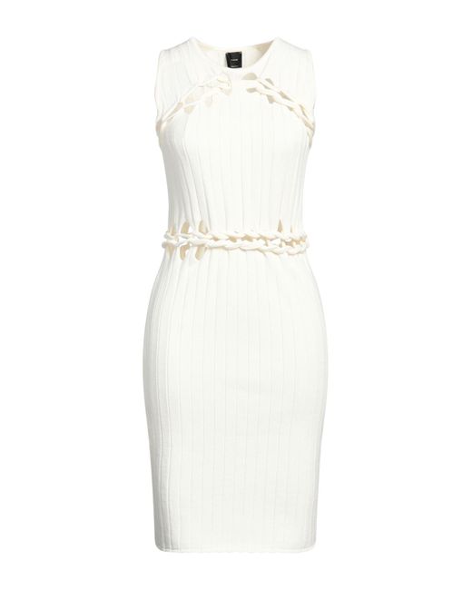 Pinko White Ivory Mini Dress Viscose, Polyester