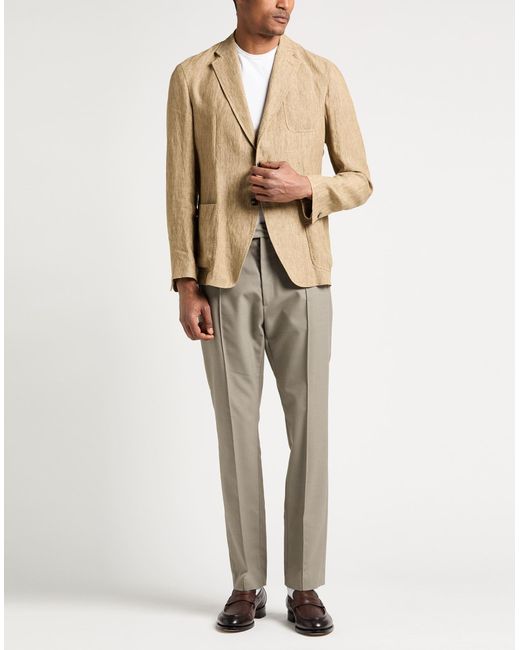 Emporio Armani Natural Camel Blazer Linen for men