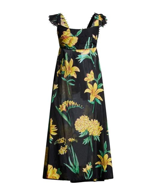 Farm Rio Green Alice Flowers Maxi Dress Midi Dress Cotton