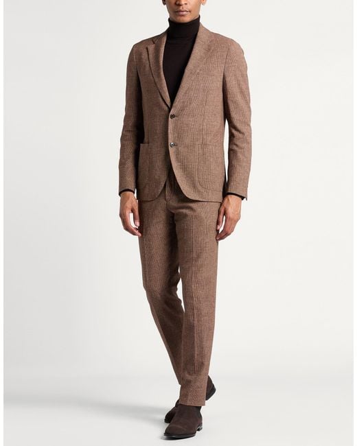 Lardini Brown Suit Wool, Linen, Elastane for men