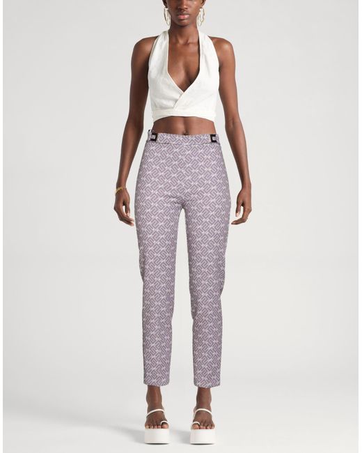 Elisabetta Franchi Gray Mauve Pants Polyester, Elastane