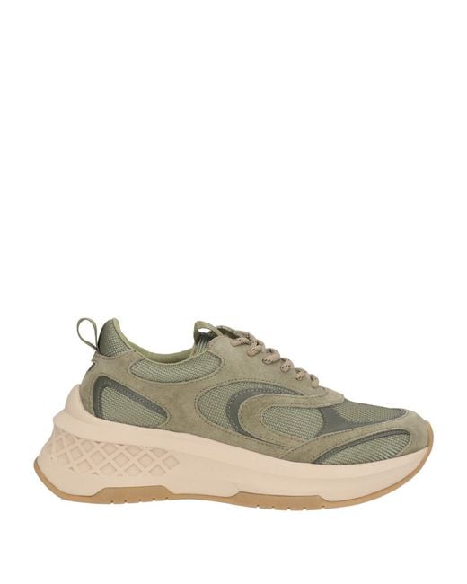 Emanuélle Vee Green Military Sneakers Leather, Textile Fibers