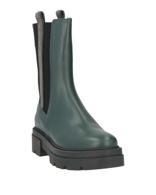 Fabiana Filippi Green Dark Ankle Boots Leather