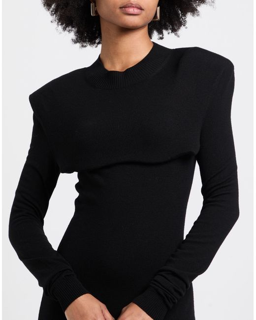 Sportmax Black Midi Dress Virgin Wool, Polyester, Polyamide, Elastane