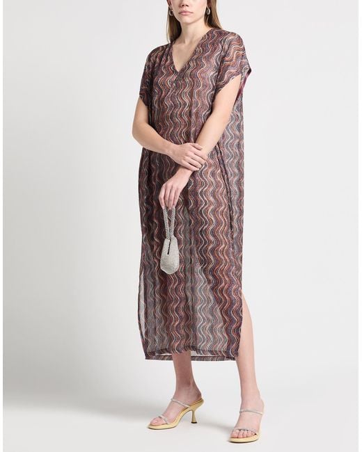 Siyu Gray Plum Maxi Dress Polyester, Metallic Fiber