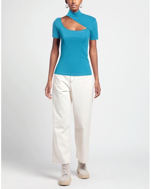 Berna Blue Turtleneck Polyacrylic, Cotton, Polyamide, Metallic Fiber, Elastane