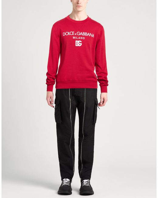 Dolce & Gabbana Red Sweatshirt Cotton, Elastane, Viscose, Polyester, Pvc for men