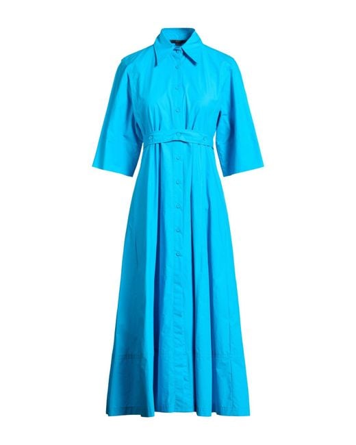 SEVENTY VENEZIA Blue Azure Midi Dress Cotton