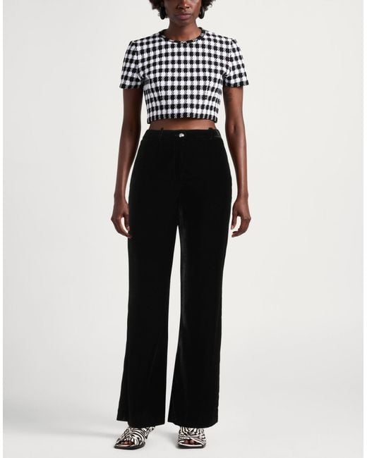 Kaos Black Velvet Flared Pants