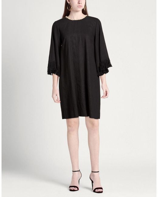 Compagnia Italiana Black Mini Dress Linen, Viscose