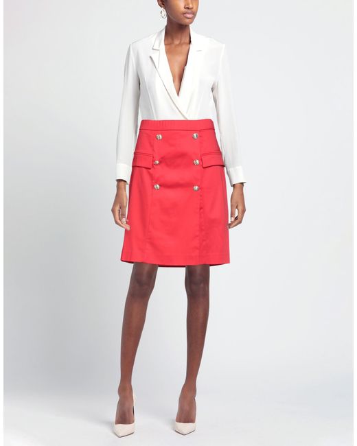 Clips More Red Mini Skirt Cotton, Elastane