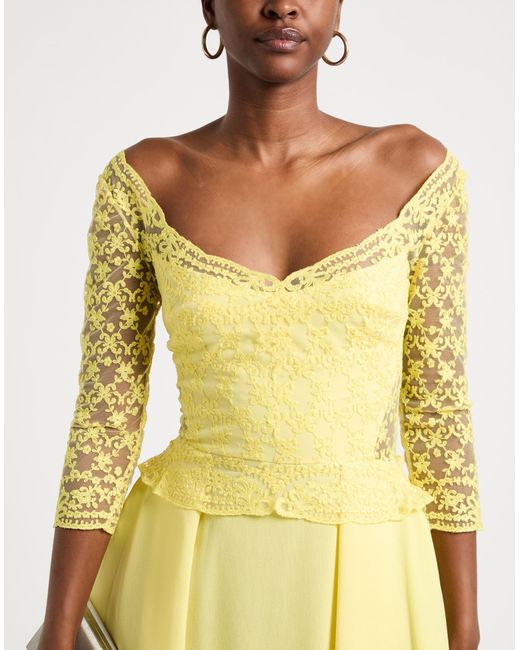 Ermanno Scervino Yellow Mini Dress Viscose, Polyamide, Polyester, Silk