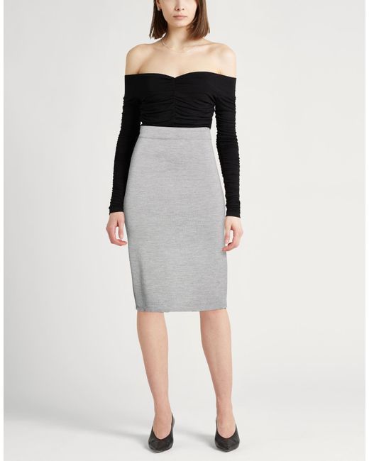 Peserico Gray Midi Skirt Merino Wool