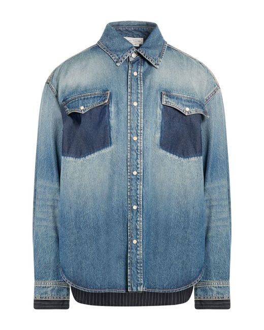 McQueen Blue Denim Shirt Cotton, Polyamide for men