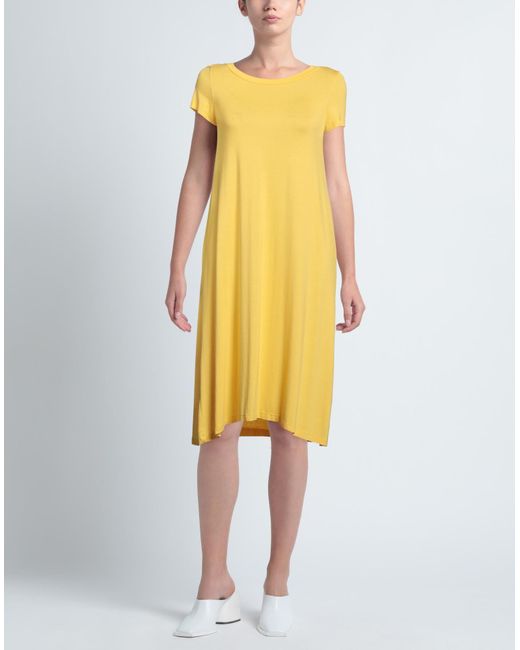 Rose' A Pois Yellow Midi Dress