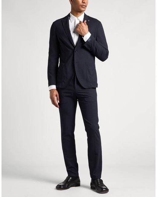 Paoloni Blue Suit Polyester, Wool, Elastane for men