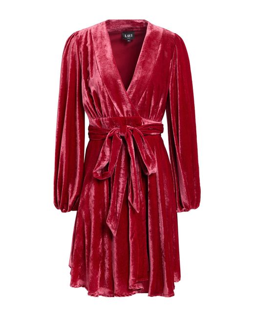 LAVI COUTURE Red Mini Dress Viscose, Nylon
