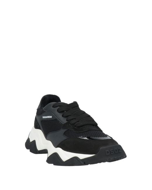 DSquared² Black Sneakers Calfskin, Textile Fibers
