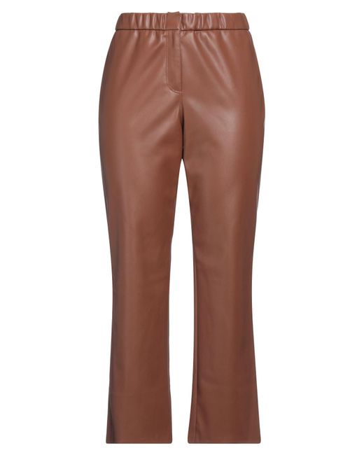Semicouture Brown Pants Polyurethane, Polyester