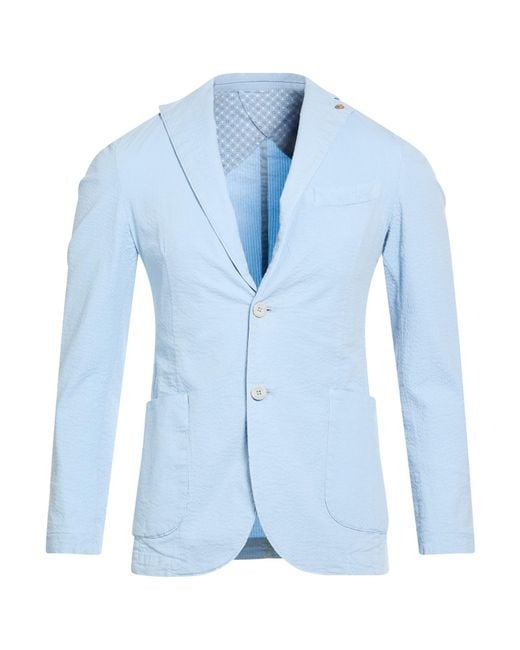 Barbati Blue Blazer Cotton, Elastane for men