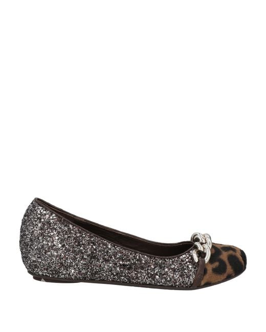 Sgn Giancarlo Paoli Gray Lead Ballet Flats Leather