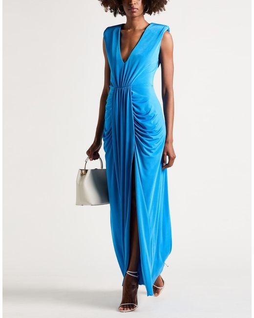 Robe Longue Dramée en coloris Blue