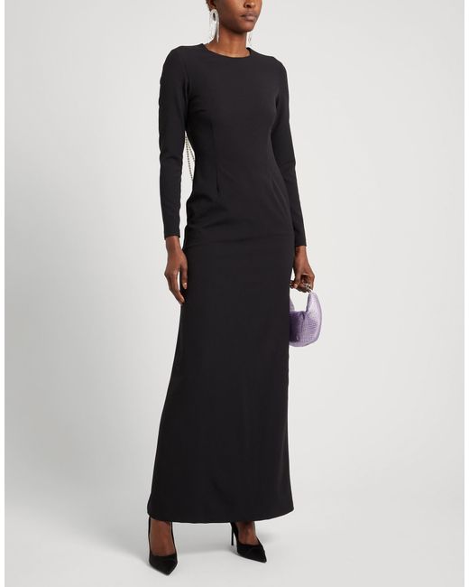Gaelle Paris Black Polyester Elastane Embellished Maxi Dress