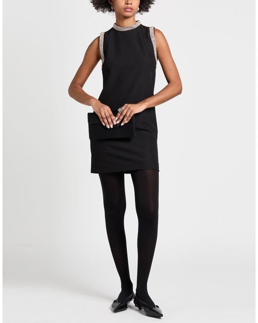 Sandro Black Mini Dress Polyester, Elastane