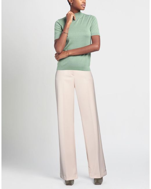 Semicouture White Cream Pants Polyester, Virgin Wool, Elastane